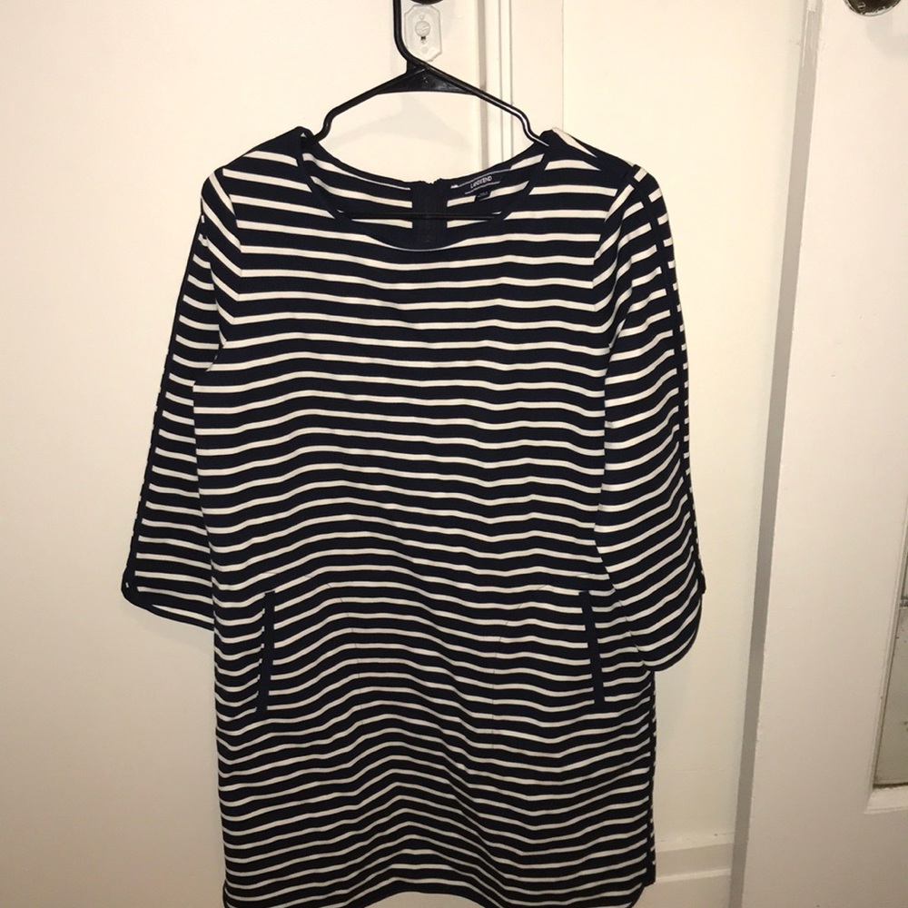 Lands’ End Navy and White Striped Dress (Pockets!)